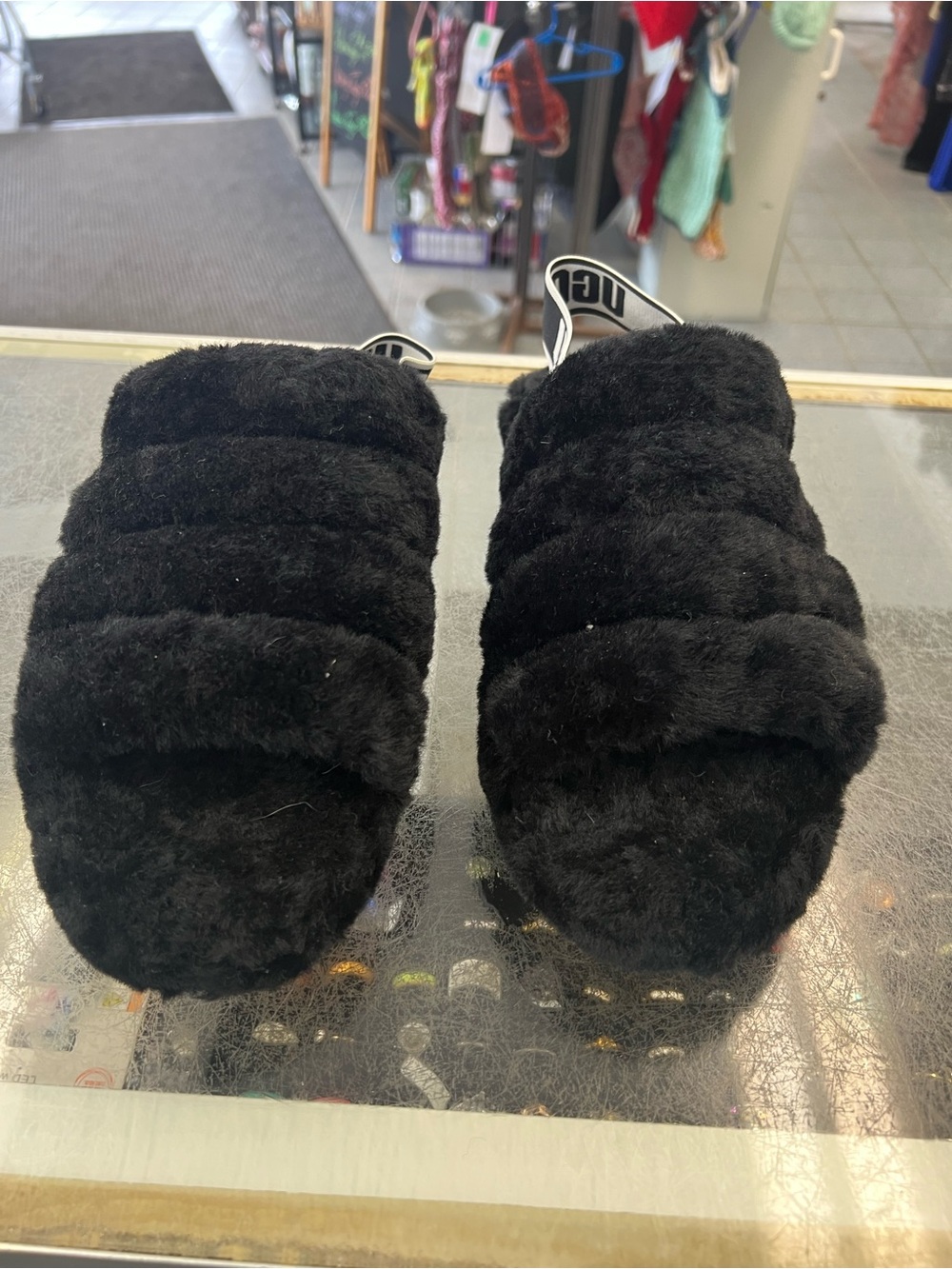 UGG Black Fluff Yeah Slide Sandals